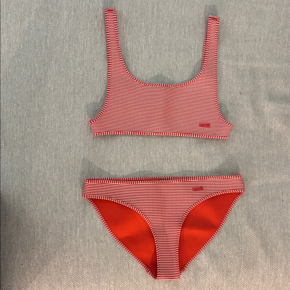 triangl swimwear Red and White Striped Bikini
